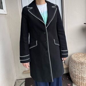 Ann Taylor Black Blazer with White Piping